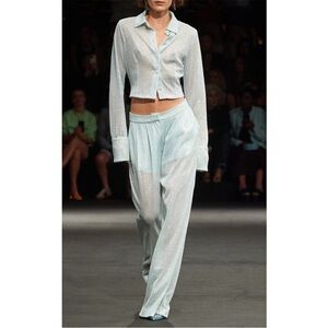 NWT ROTATE Birger Christensen Sequin Low Waist Pants Trousers Blue Sz 6